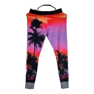 Vintage Multicolored Tropical Sunset Leggings Size M